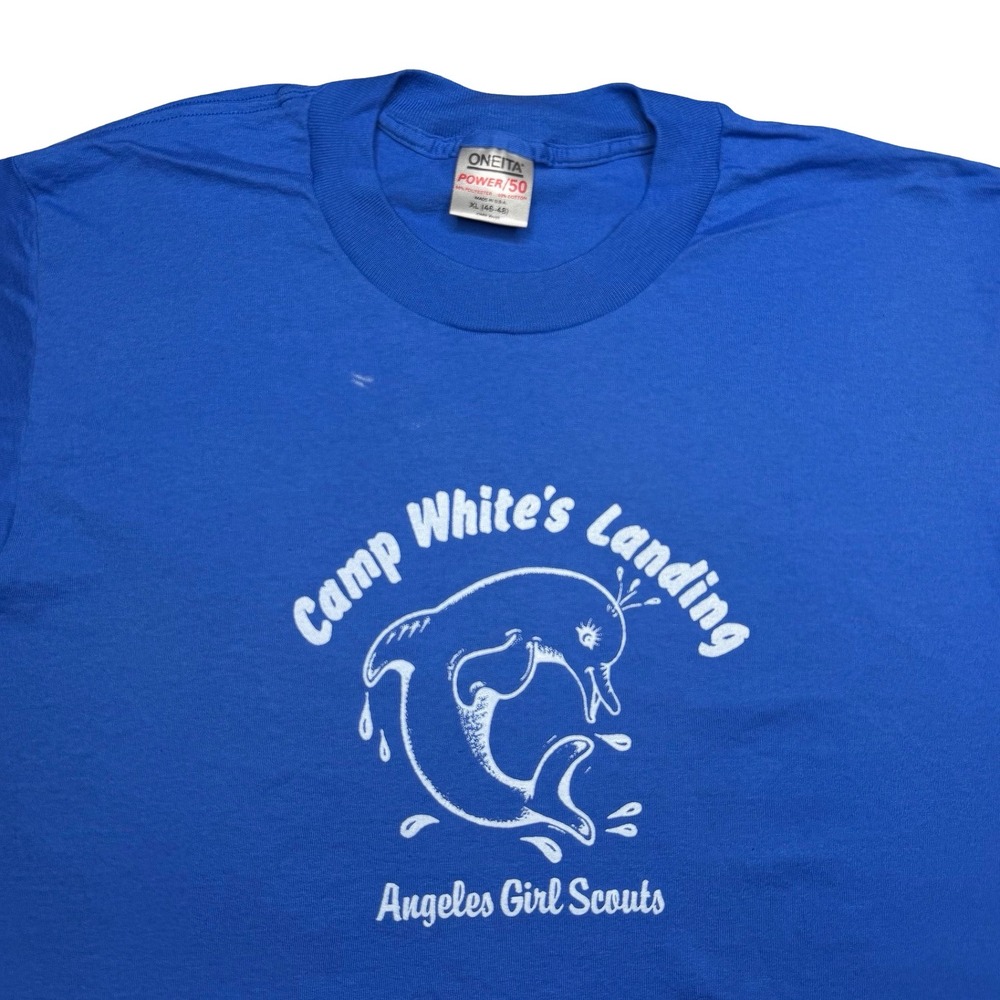 Vintage 90s Camp White's Landing x Angeles Girl Scouts - Catalina dolphin shirt